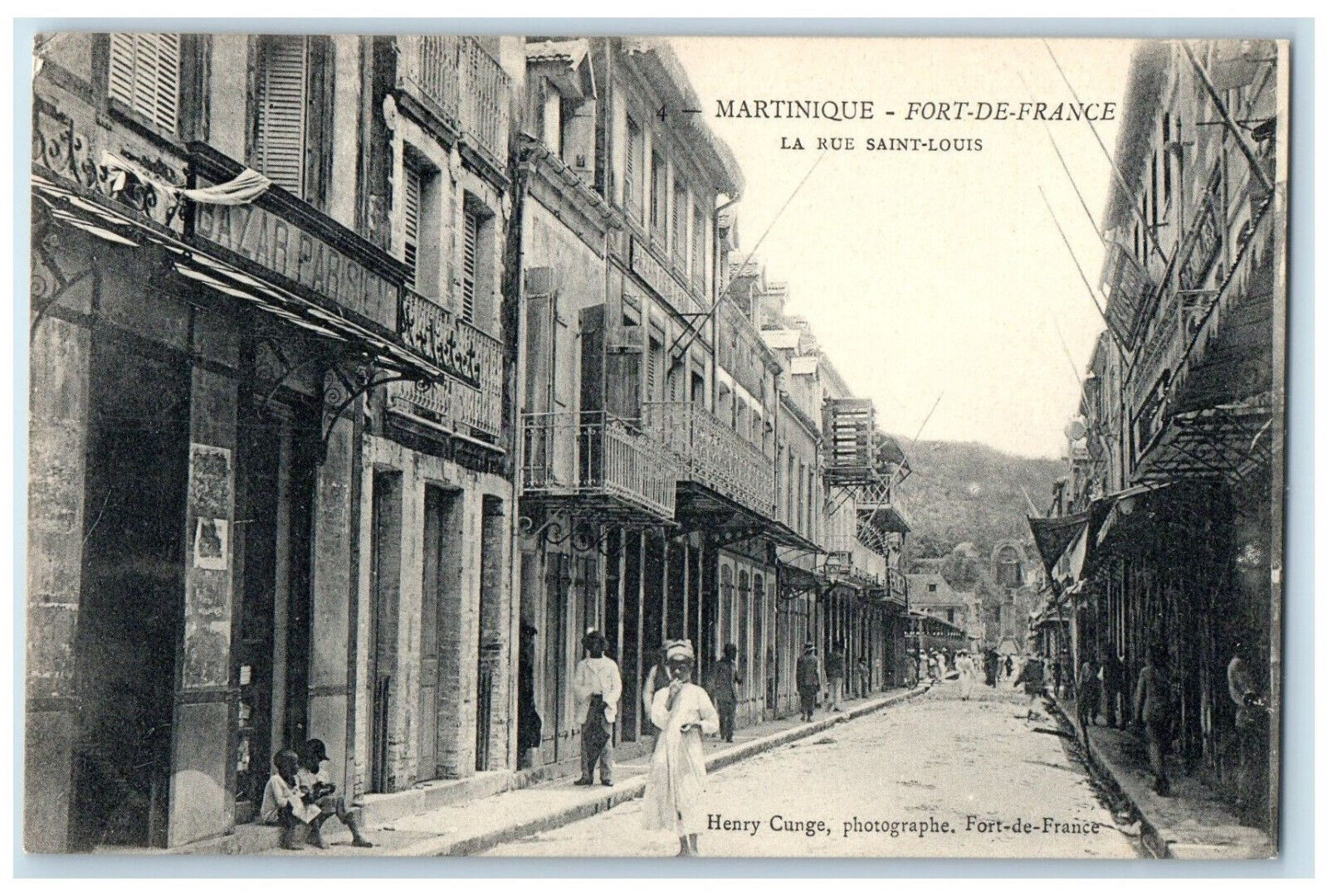 c1910 Saint Louis Street Fort De France Martinique France Antique Postcard