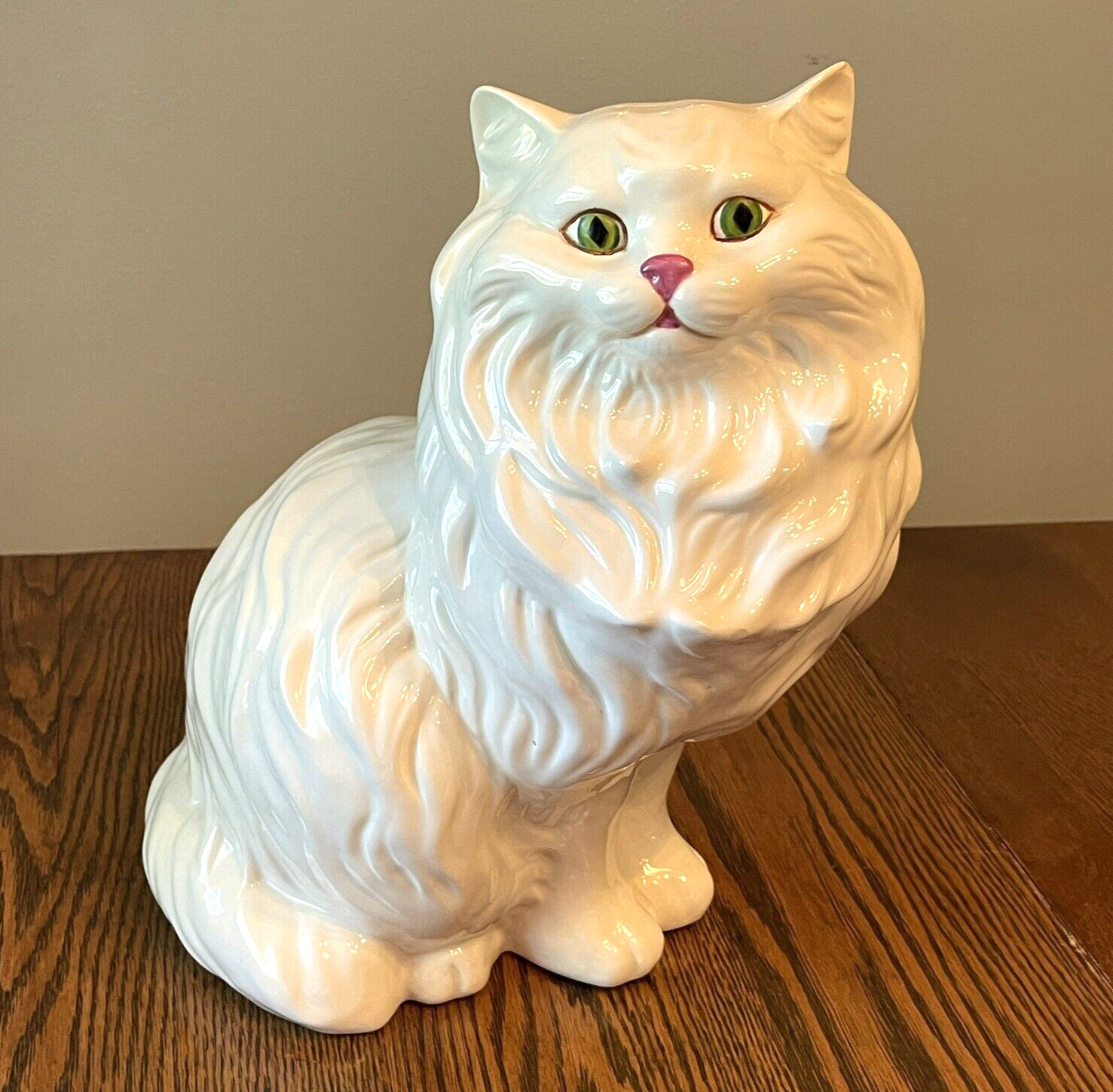 Vtg White Ceramic Persian Handmade Cat 14