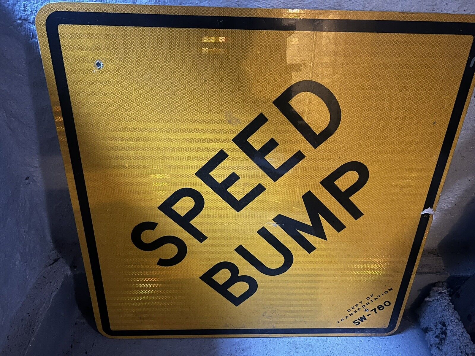 Speed Bump Yellow Reflective Sign Dept Of Transportation 30 X 30” Steel