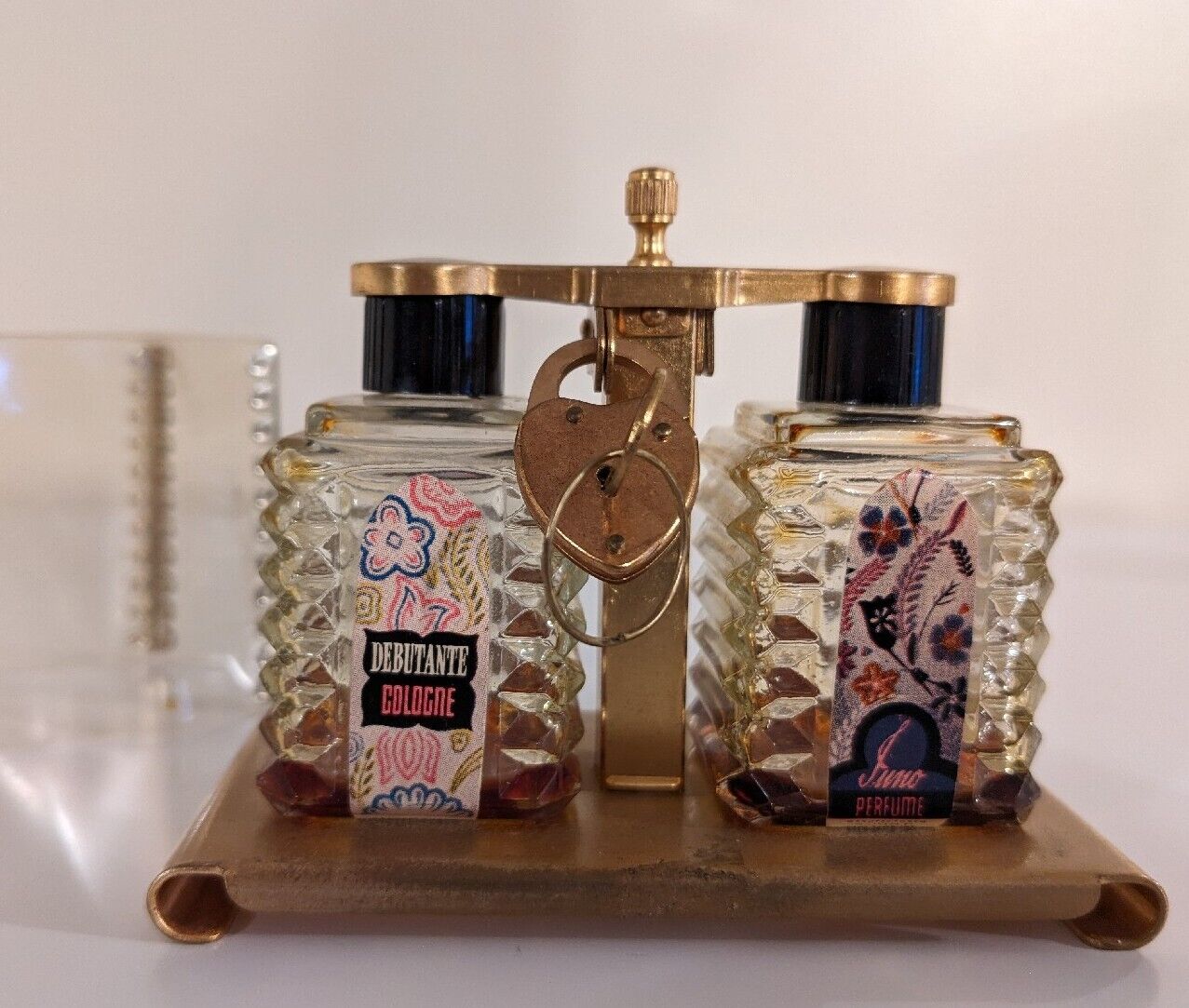 Vintage Debutante Cologne + Juno Perfume With Heart Lock Box Closure