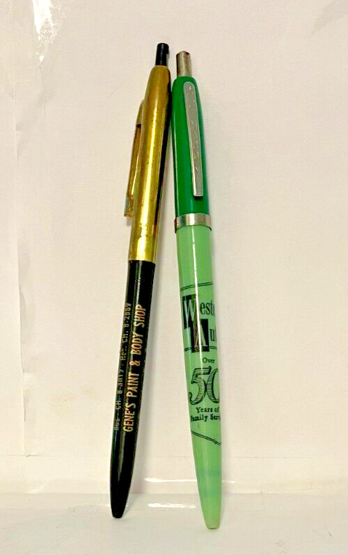 Lot Of 2 Vintage Pens Lacquer Graph & Gemaco 1950's Advertising Good Condition