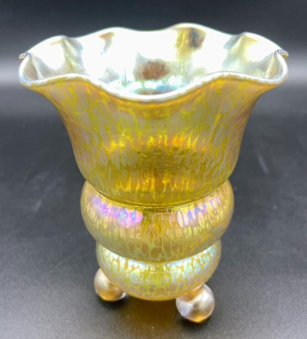 Loetz Art Glass Johann Lötz witwe Luster footed vase Bohemia Glass