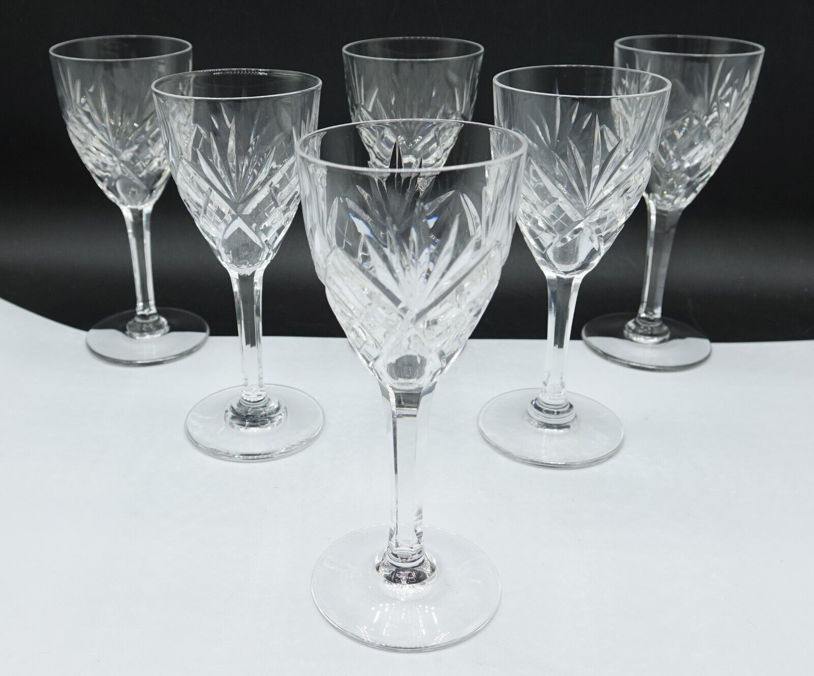 FRENCH St Louis Chantilly White Wine Glasses Cut Crystal Set of 6, ca 1930