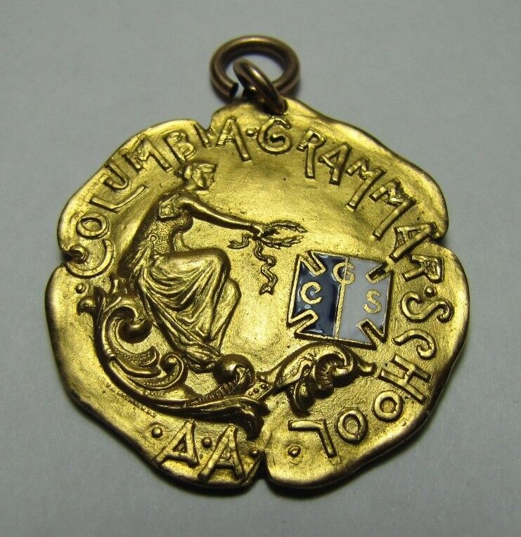 1903 COLUMBIA GRAMMAR SCHOOL Ornate Medallion CGS AA STOLL NEW YORK