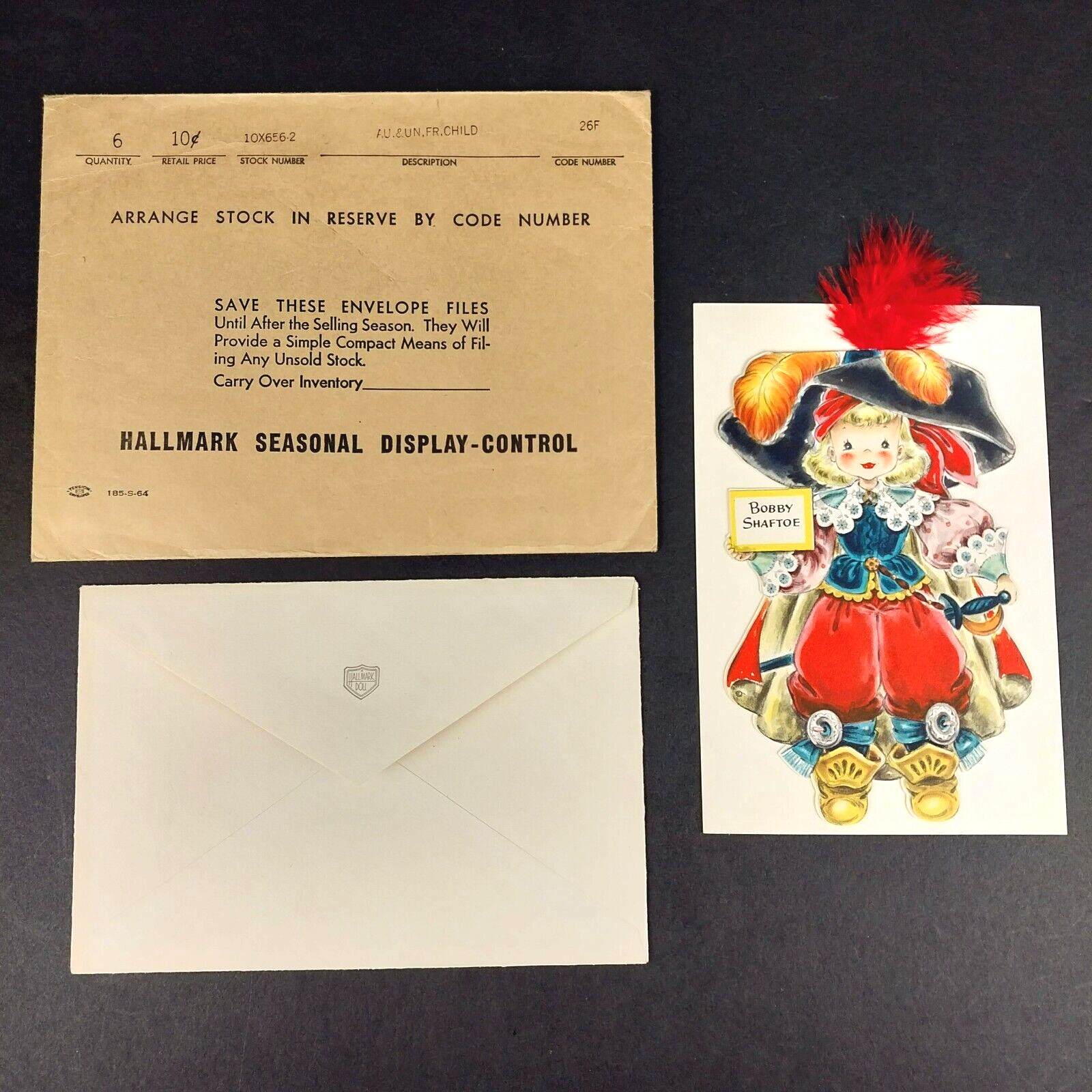 Vintage 1947 Hallmark Paper Doll Card BOBBY SHAFTOE #12 w/ Original Envelope