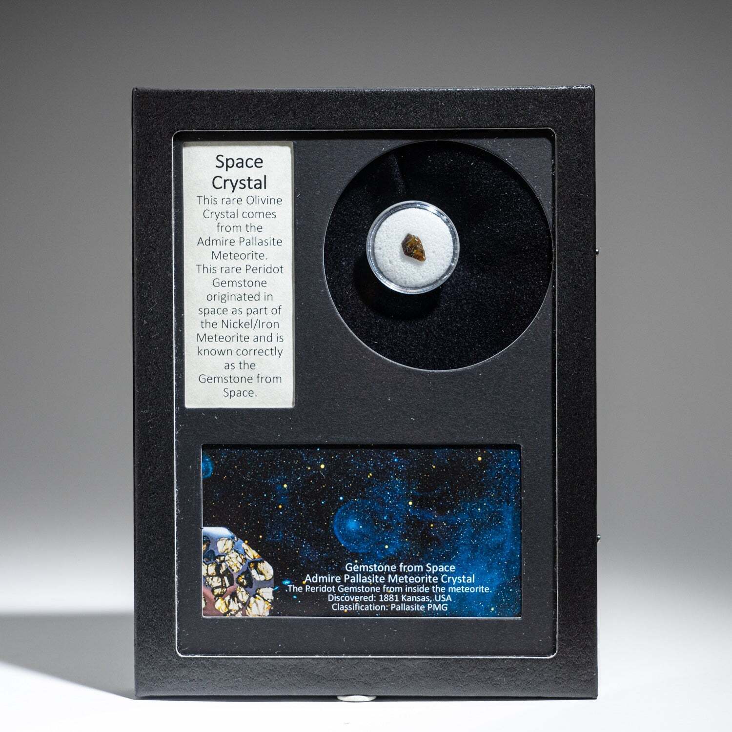Space Crystal Meteorite in Glass Display Box