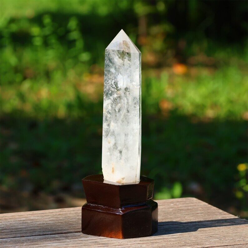 1.6LB Top Natural Clear Quartz Crystal Obelisk Reiki Healing Crystal Wand Point