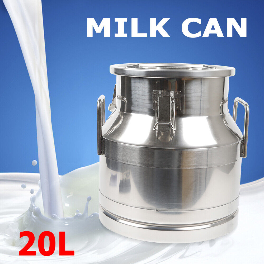12-60L Gallon Stainless Steel Milk Can Barrel, Milk Jug Milk Bucket Storage Pot