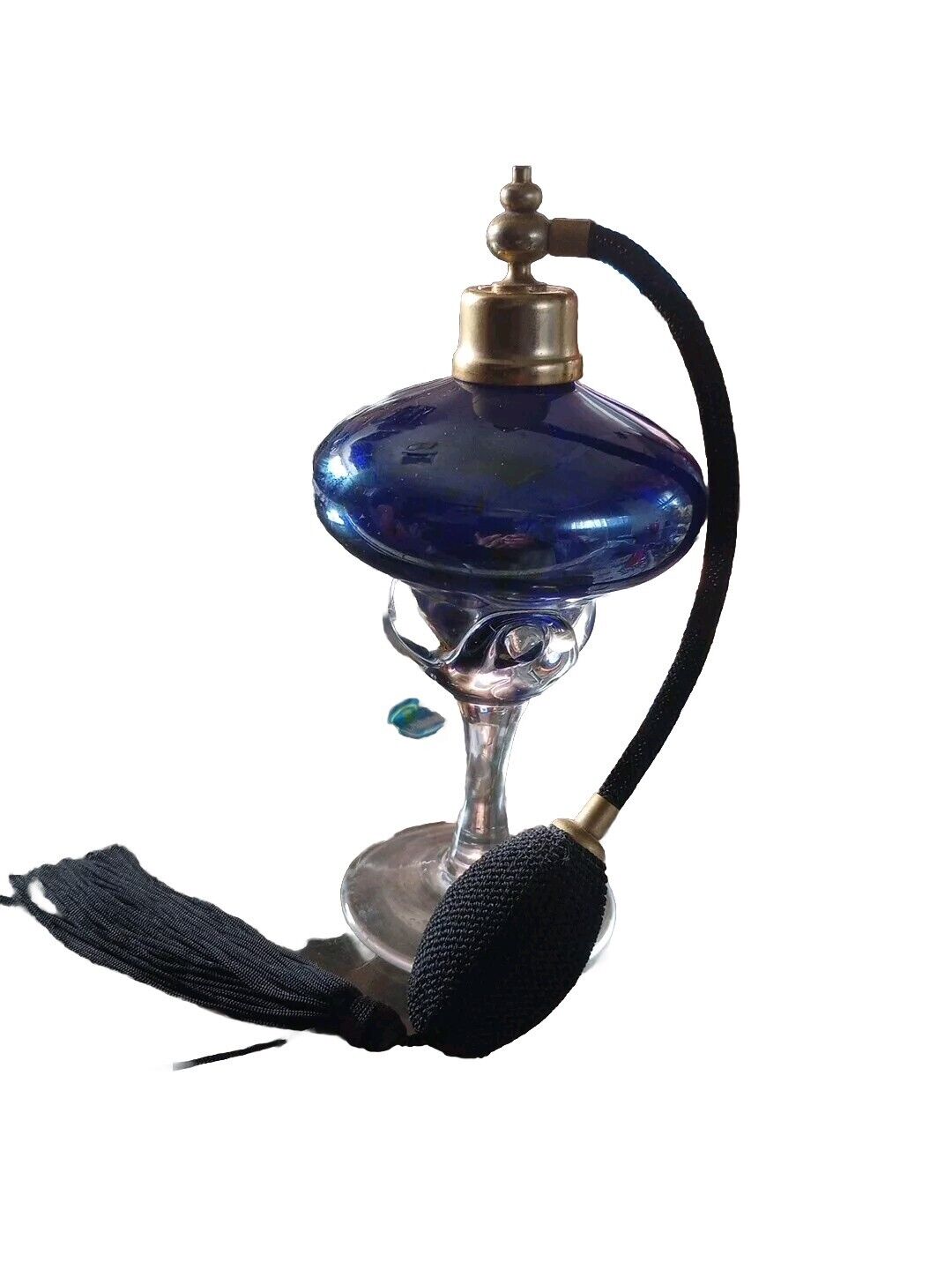 Vintage Cobalt Blue Art Glass Perfume Bottle W/ Spritzer