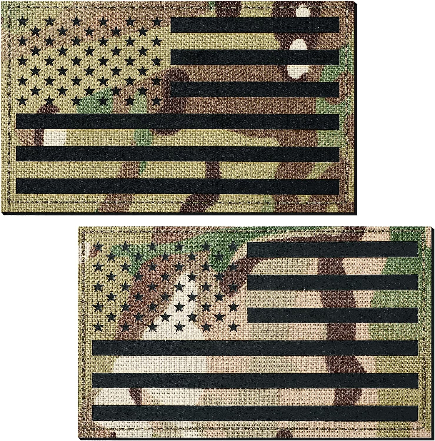 2 Pcs 5 X 3 Inc Reflective US USA Flag Patch Multicam Infrared IR American Flag