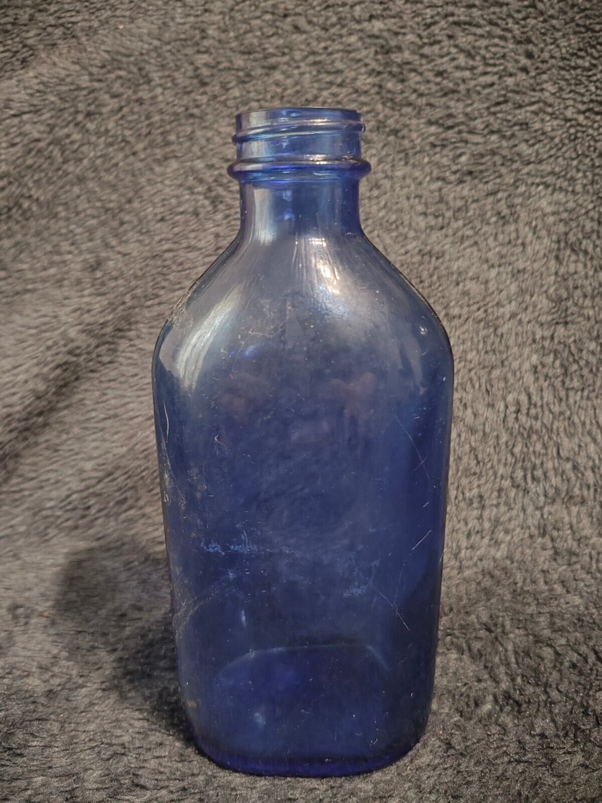 Vintage Cobalt Blue Glass Phillips Bottle, 7'' Tall