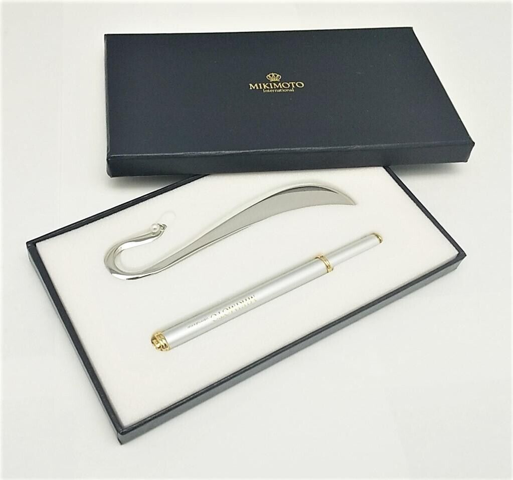MIKIMOTO International Limited Pearl Ballpoint Pen Bookmark Set In Box New