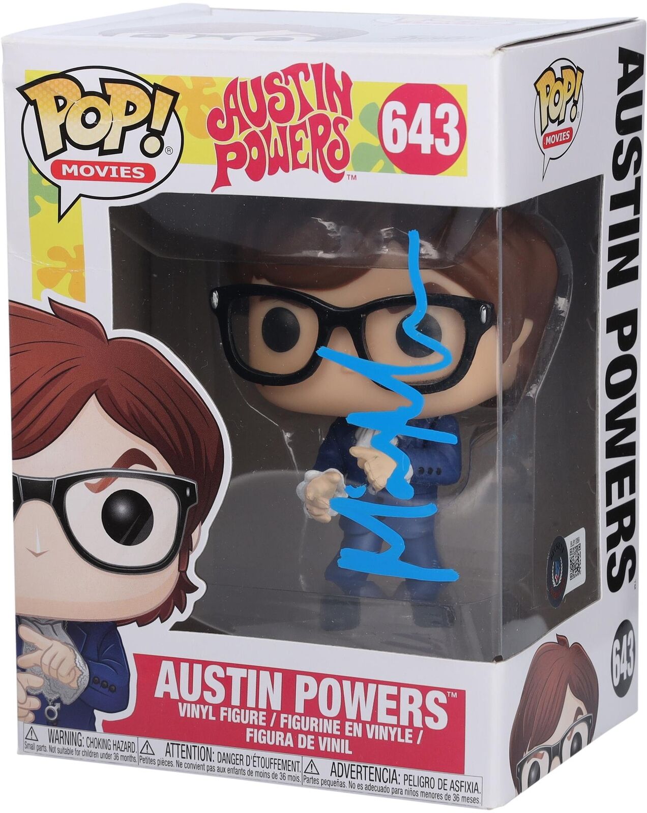 Mike Myers Austin Powers Autographed #643 Funko Pop Signed in Blue Paint BAS