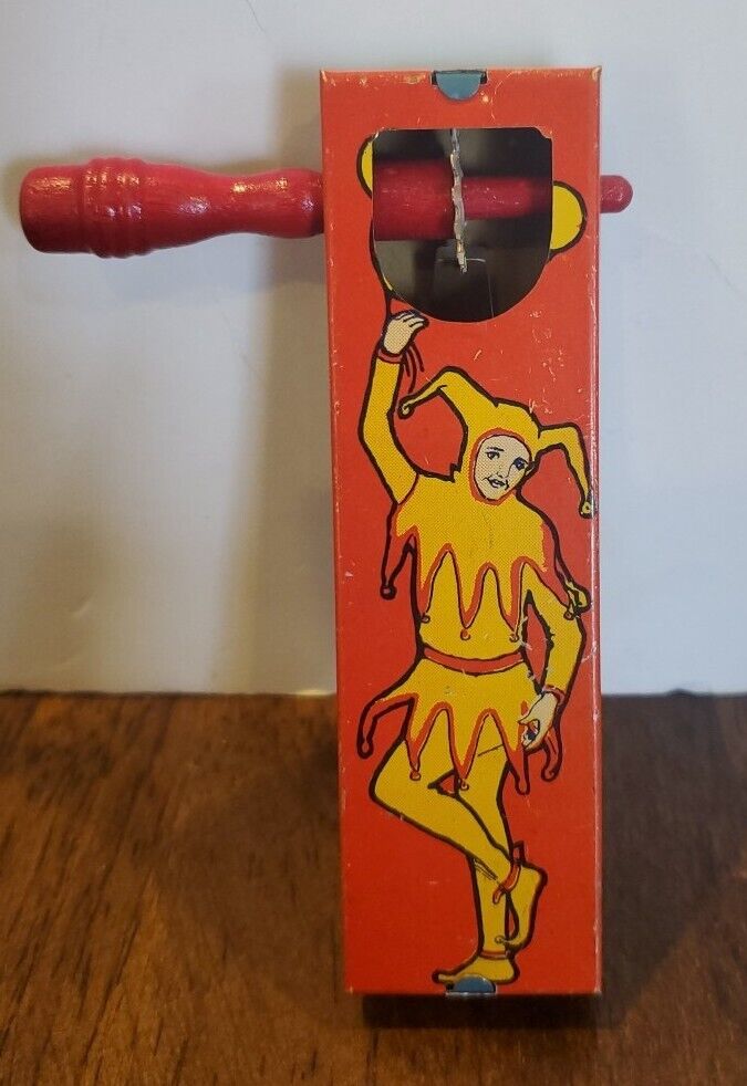 Vintage 1928 Metal Toy Jester Kirchhof Noisemaker Spinning Rare New Years 