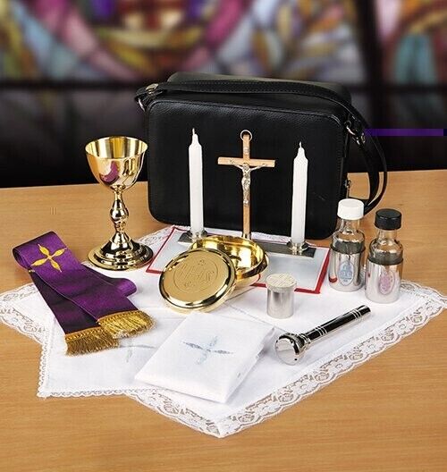 Deluxe Communion Set Sick Call Mass Travel Kit For Church or Sanctuary 8 1/2 In