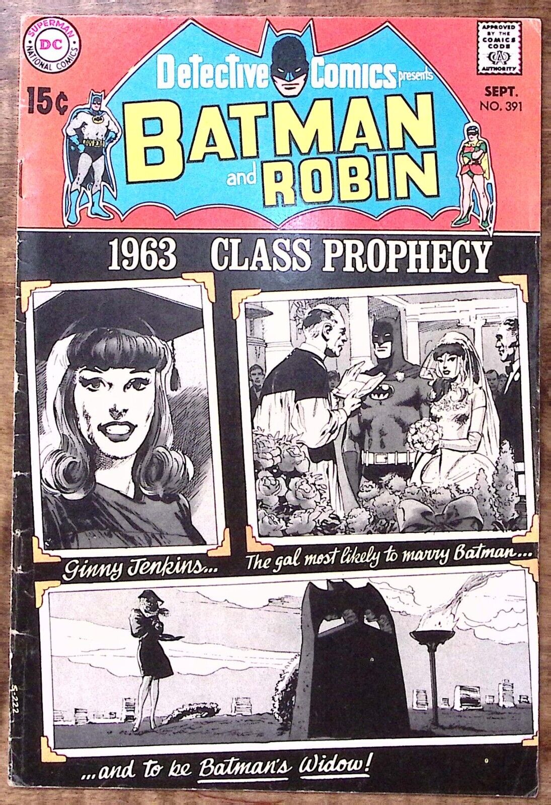 DECTIVE COMICS BATMAN AND ROBIN 1969 SEPT #391 1963 CLASS PROPHECY  Z2805