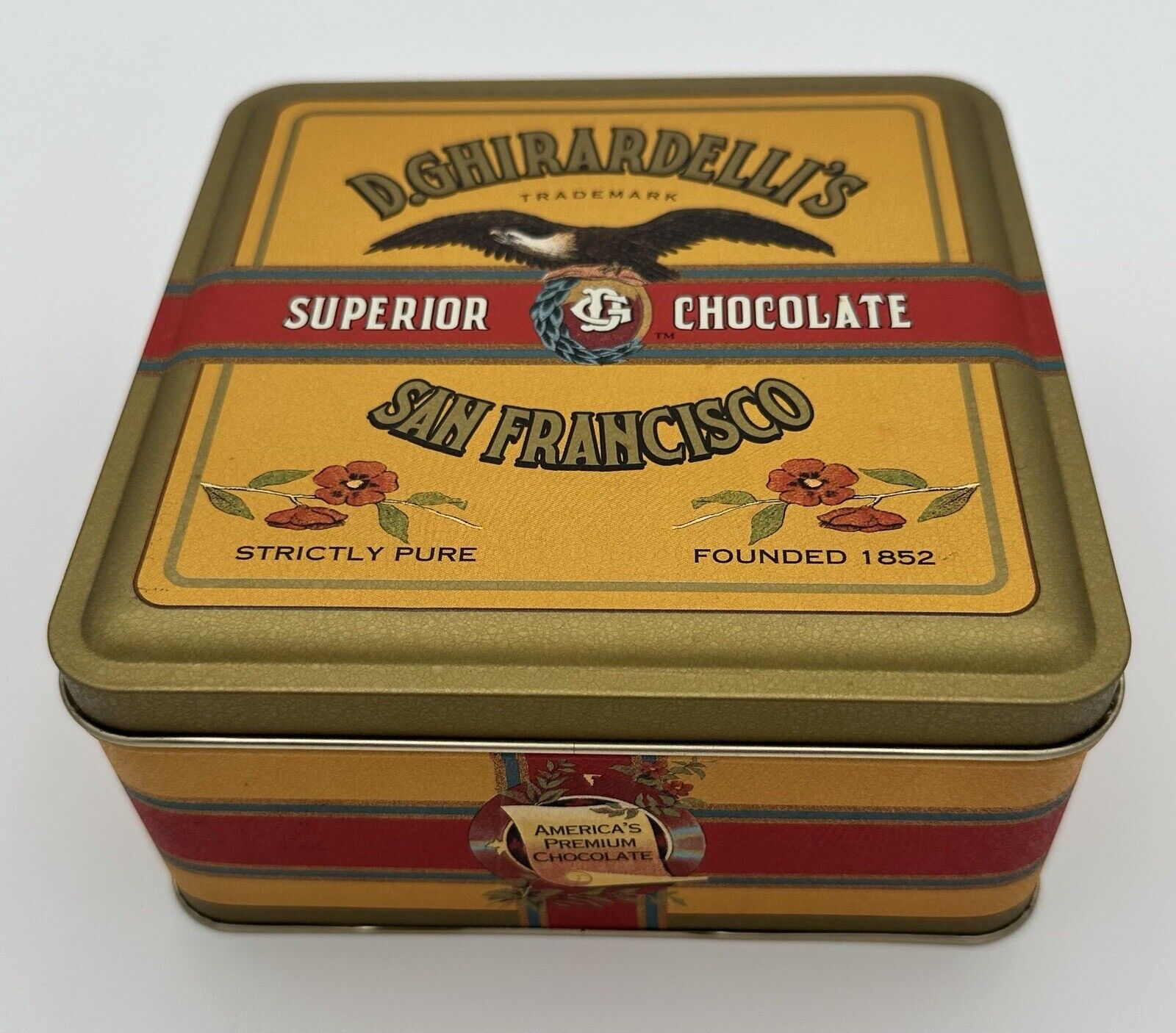 Vintage Collector Tin Box D.Ghirardelli's Superior Chocolate San Francisco Cali
