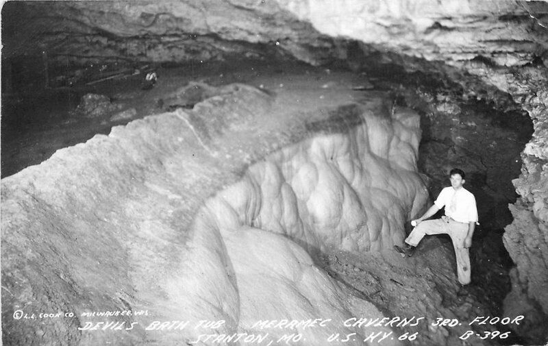 Cook Devil's Bath Tub Meramac Caverns Stanton Missouri 1940s Photo Postcard 7224
