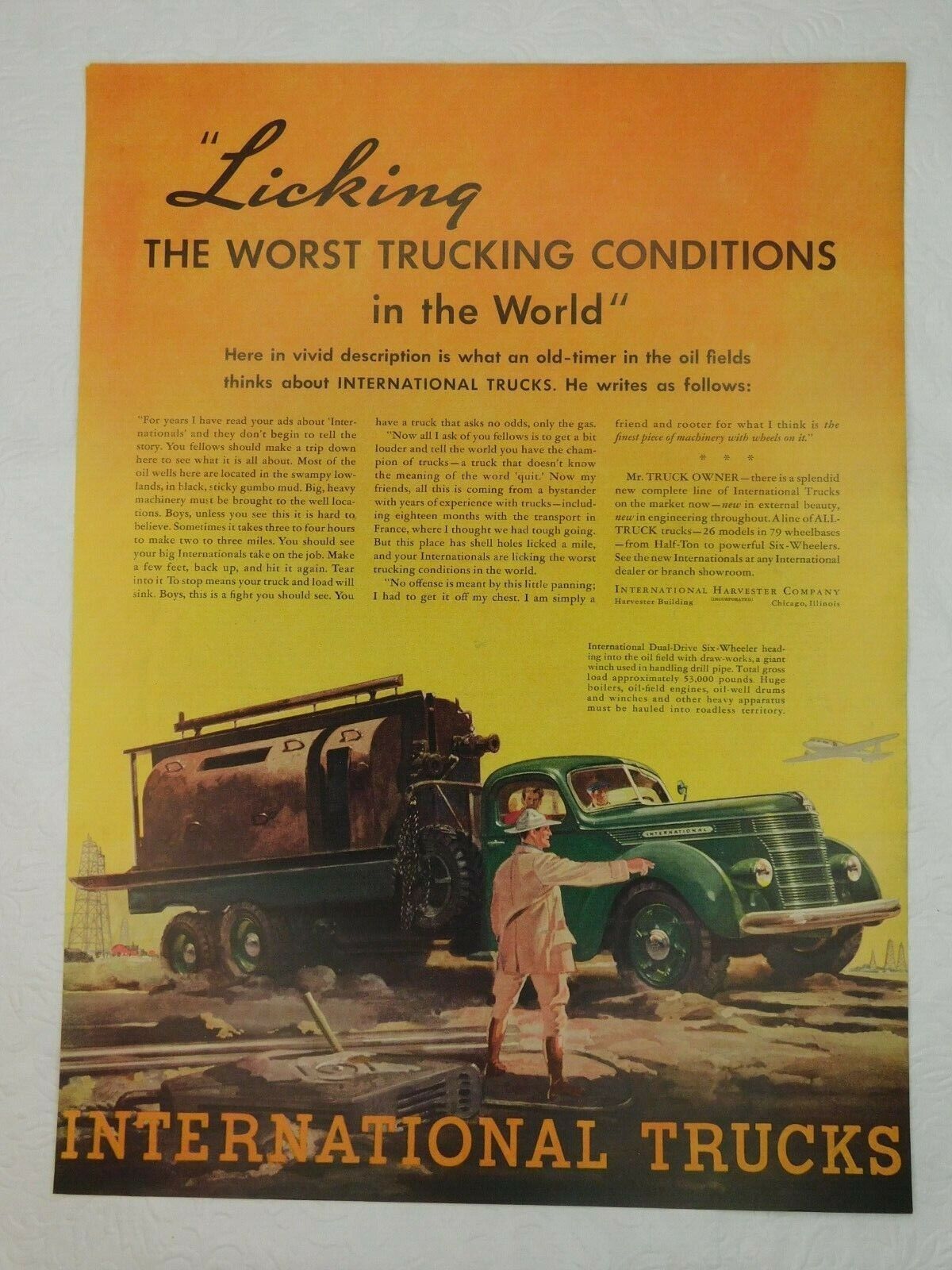 International Trucks Motor Car See America Vintage Advertisement Man Cave