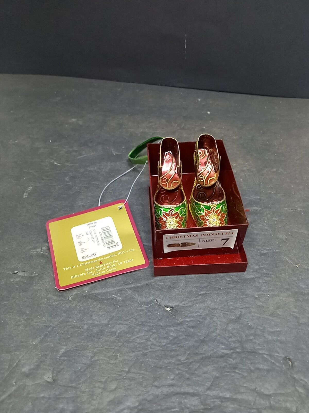 ❤️ METAL GORGEOUS GENUINE CHINESE CLOISONNE SHOES IN BOX ORNAMENT 