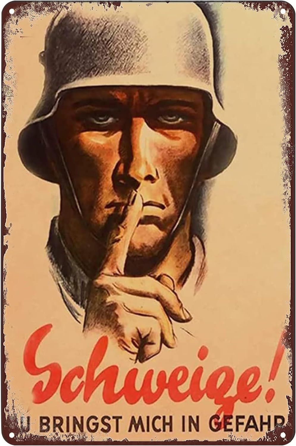 WW2 German Propaganda Metal Tin Vintage Plaque (8x12) - 