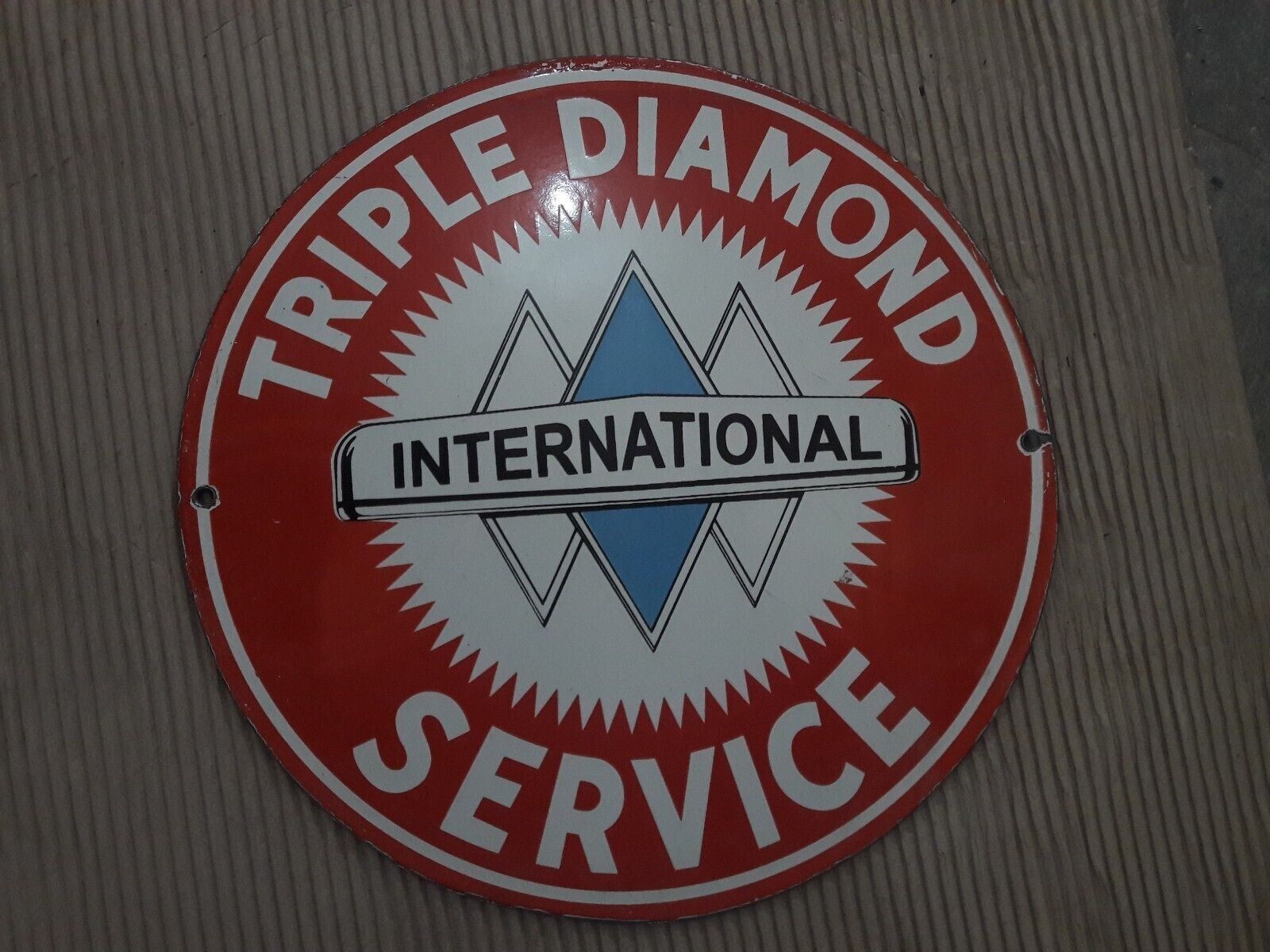 PORCELIAN TRIPLE DIAMOND  ENAMEL SIGN SIZE 6x6 INCHES