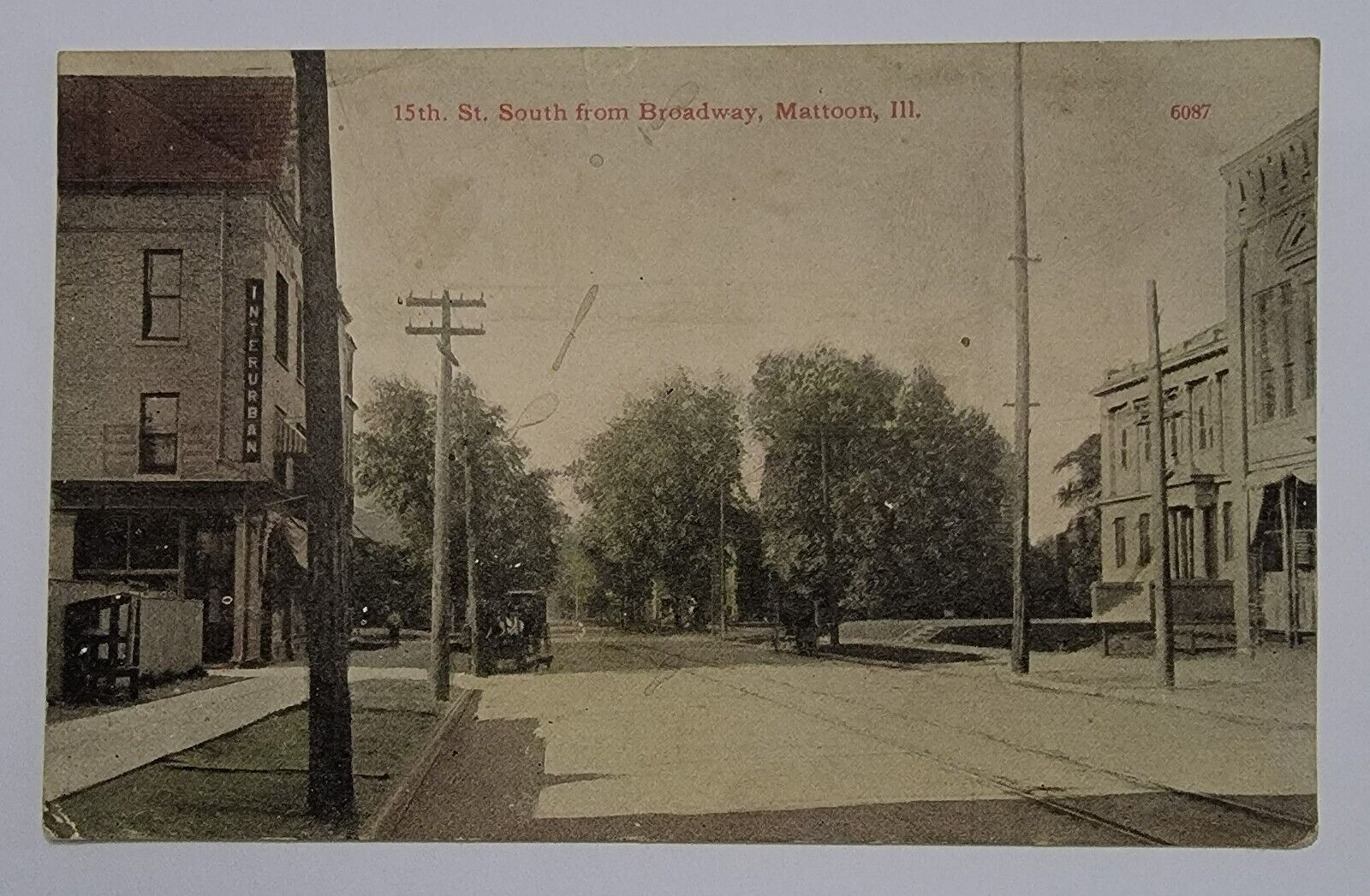 15th St. South from Broadway, Mattoon IL. 6087 Unposted Vintage Postcard Rare