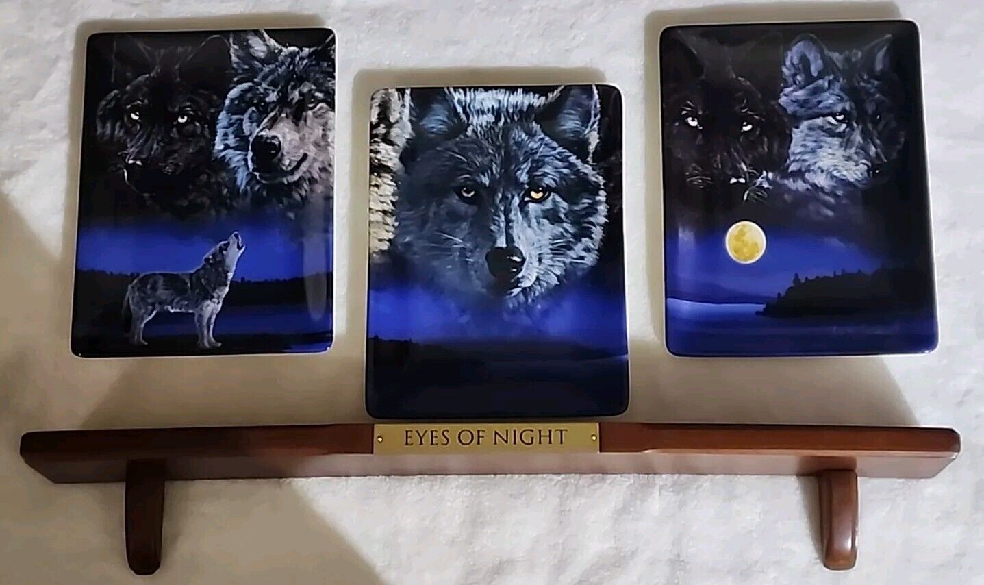 Vtg 2000 Bradford Exchange Eyes Of Night Wolves Plate 1, 2 &3 Collectors Plates
