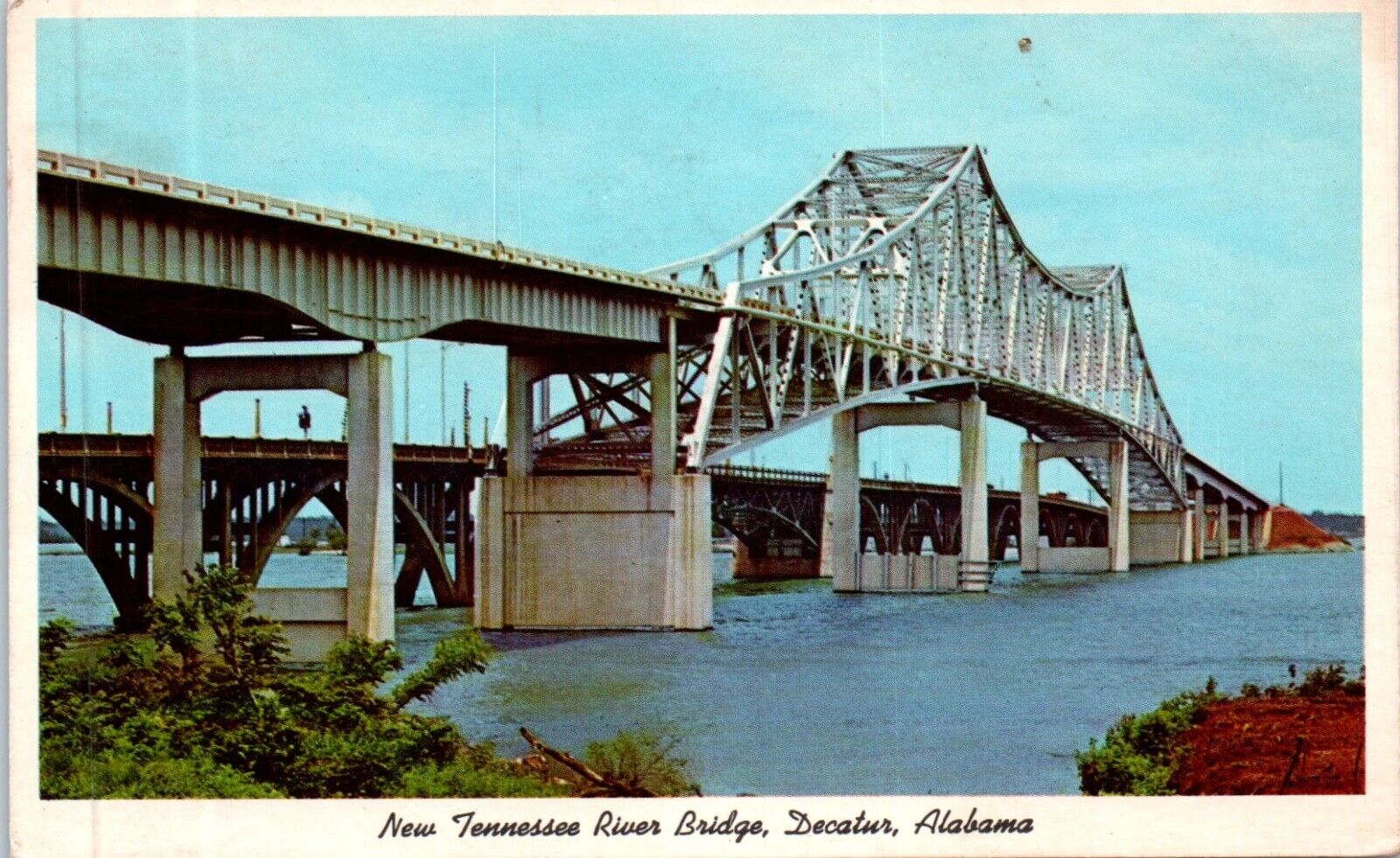 Decatur, AL - New Tennessee River Bridge Postcard Chrome Posted 1962