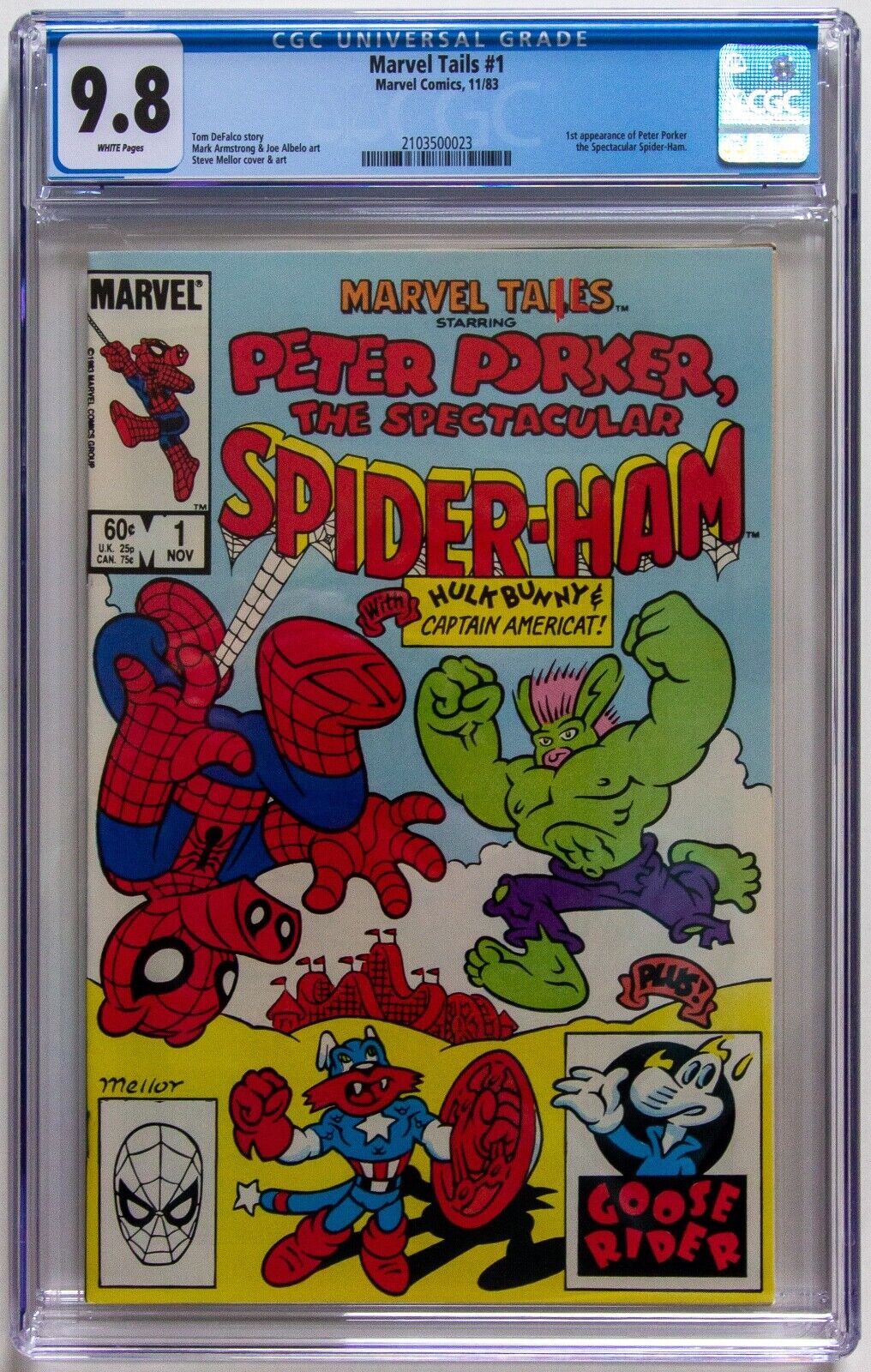 MARVEL TAILS #1 CGC 9.8 WHITE PAGES 1st PETER PORKER SPECTACULAR SPIDER-HAM