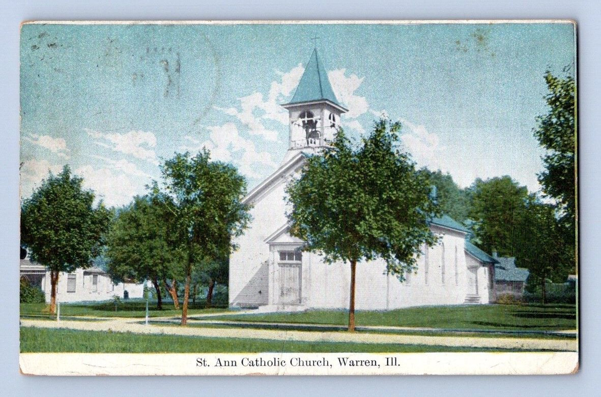 1912. WARREN, ILL. ST. ANN CATHOLIC CHURCH. POSTCARD MM29