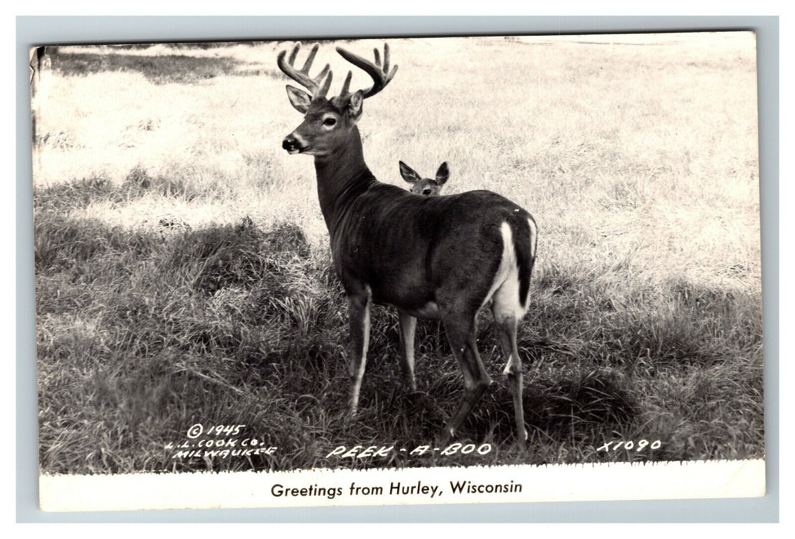 RPPC Peek-A-Boo Greetings from Hurley WI 1949 L.L. Cook 1945 Old Postcard