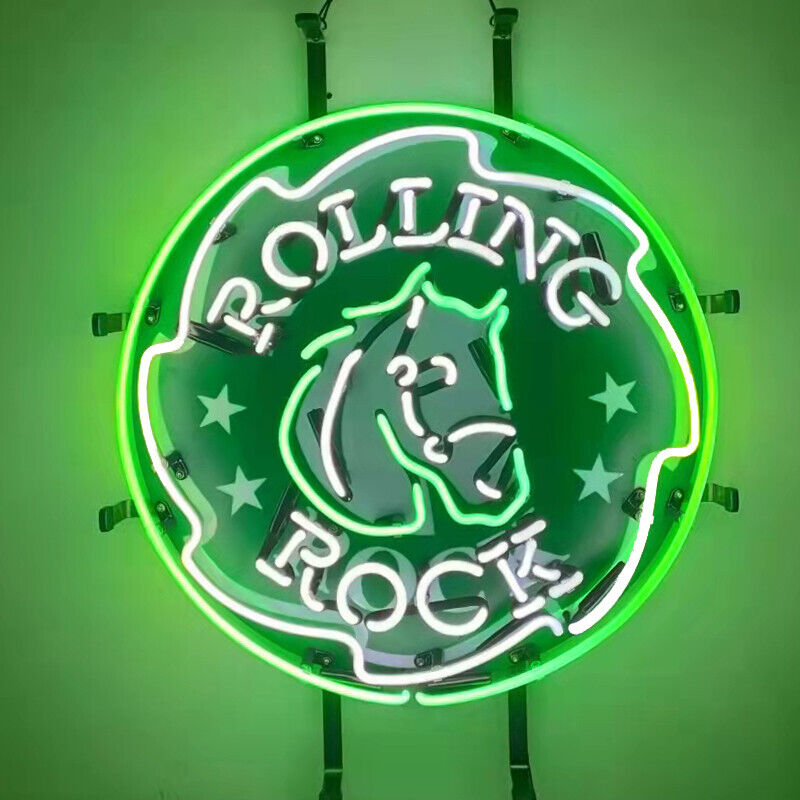 Rolling Rock Neon Sign Glass Beer Bar Pub Cave Wall Deocr Artwork Gift 15\'\'