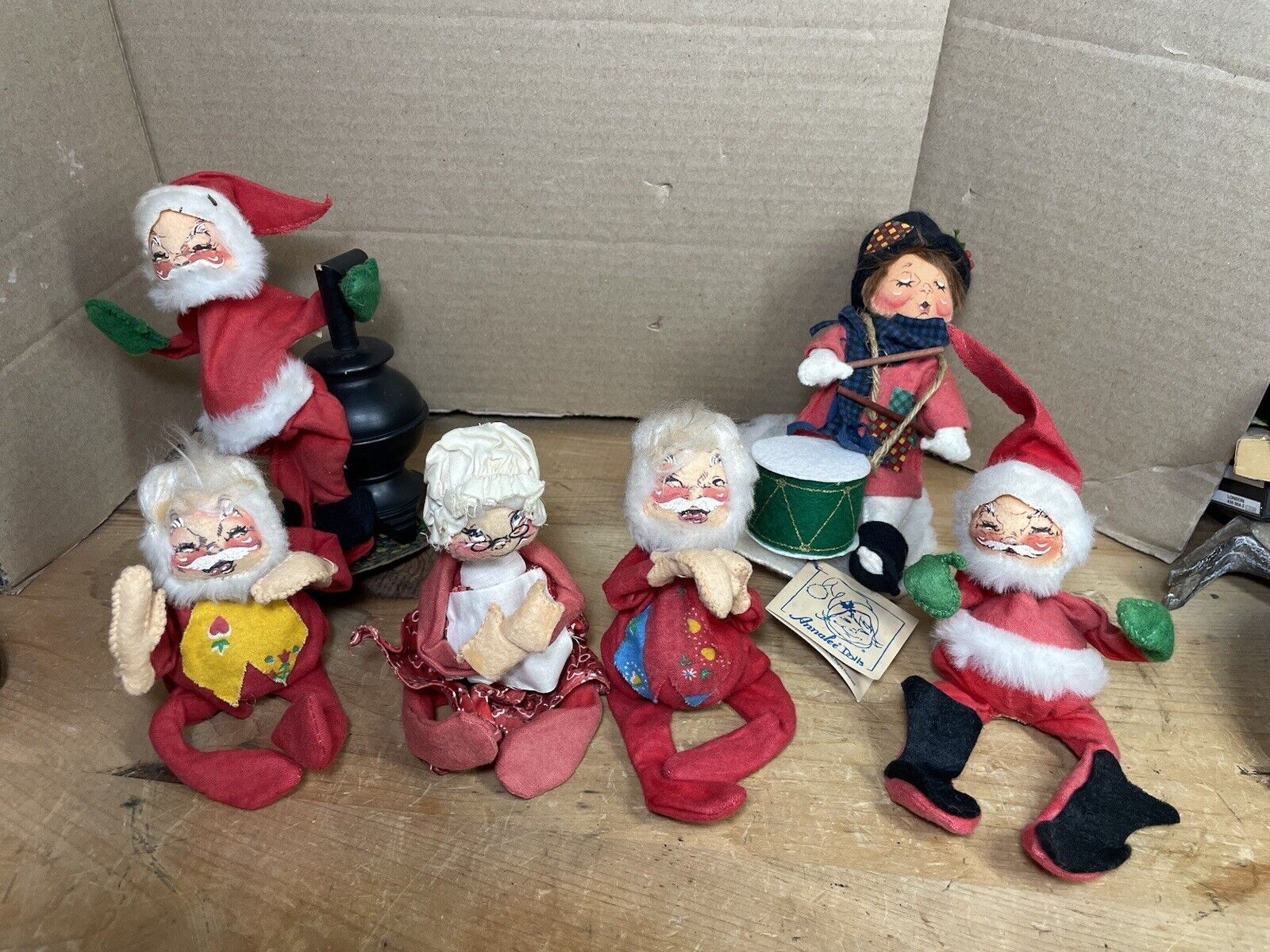 Lot Of 6 Annalee Dolls Christmas Holiday Santa Claus Mrs Claus Drummer Boy