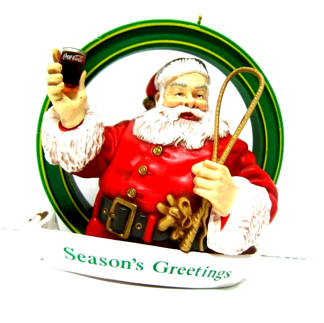 Santa Claus Christmas Holiday Ornament Season's Greetings Coca Cola Advertising