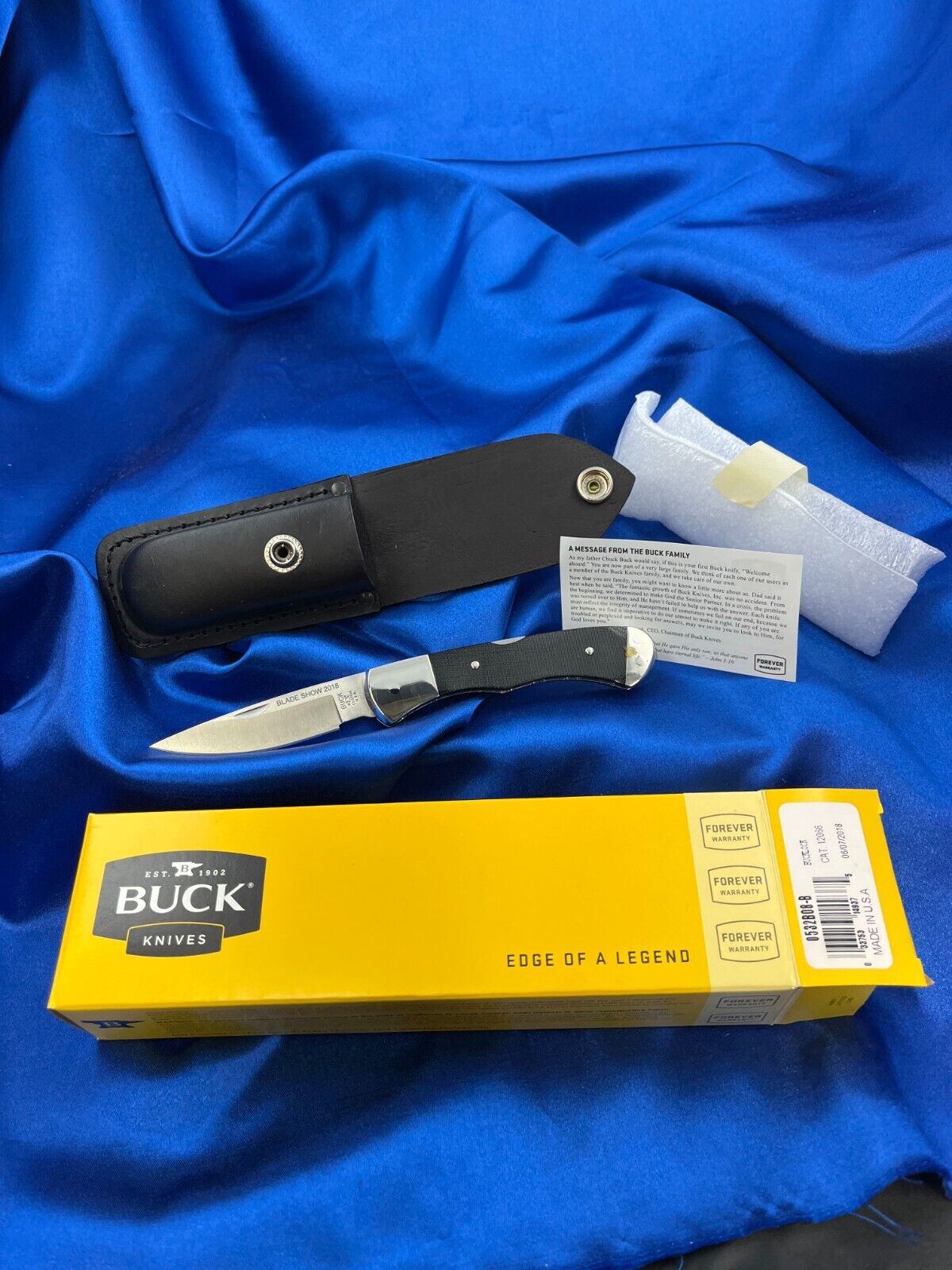 BUCK 532 BUCKLOCK BLADE SHOW 2018 KNIFE 0532B08 WITH BOX & SHEATH