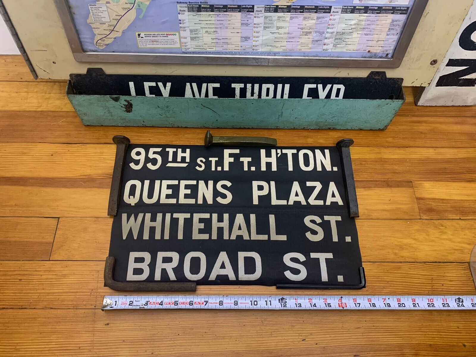 NY NYC SUBWAY BMT ROLL SIGN FORT HAMILTON BROAD STREET FINANCIAL DIST. BROOKLYN