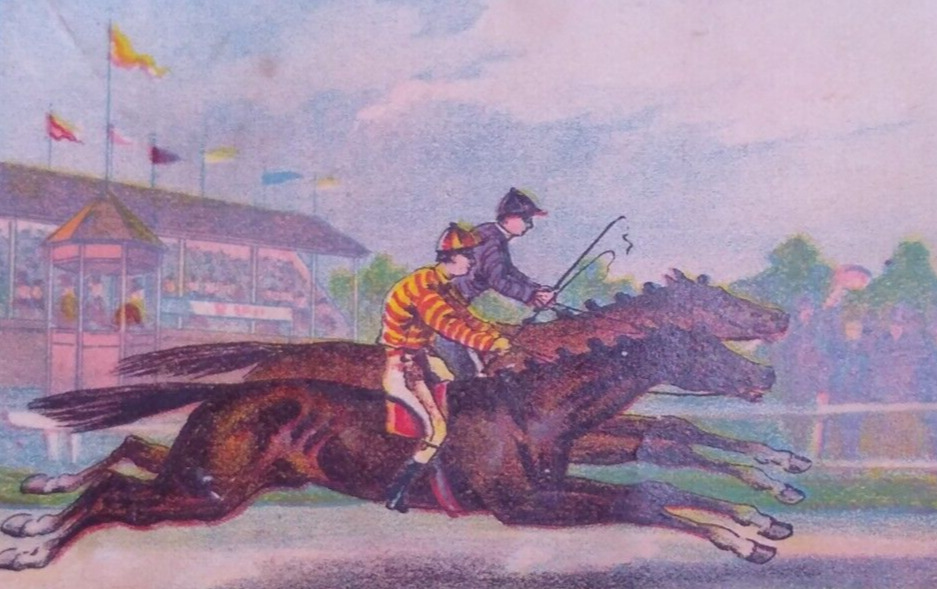 1800s San Francisco California Spring Buggy Horse Racing Victorian Trade Card