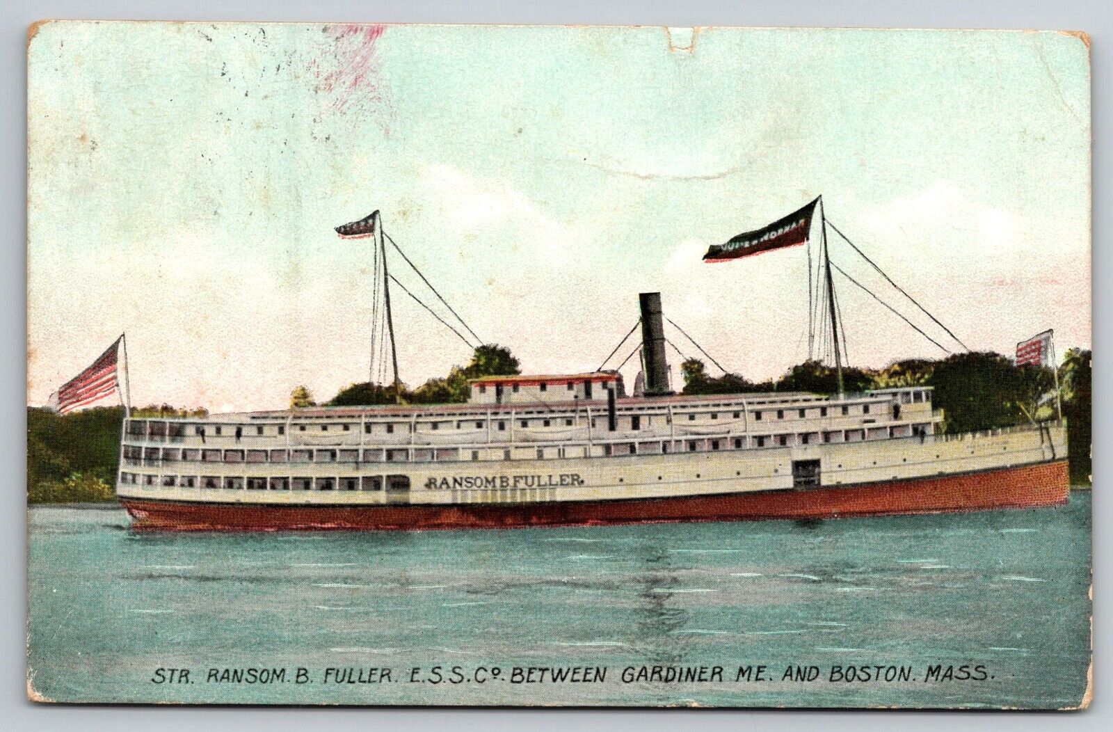 Steamer 1909 Str. Ransom B. Fuller,LSS Co. Postcard Posted 1909 Vintage Card