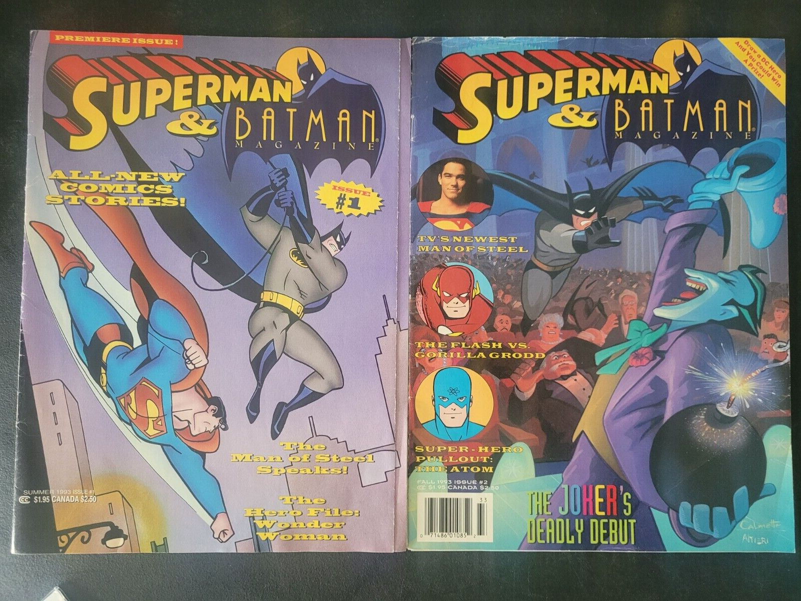 SUPERMAN & BATMAN THE ANIMATED SERIES MAGAZINE Issues #1 & 2 1993 JOKER BONUS