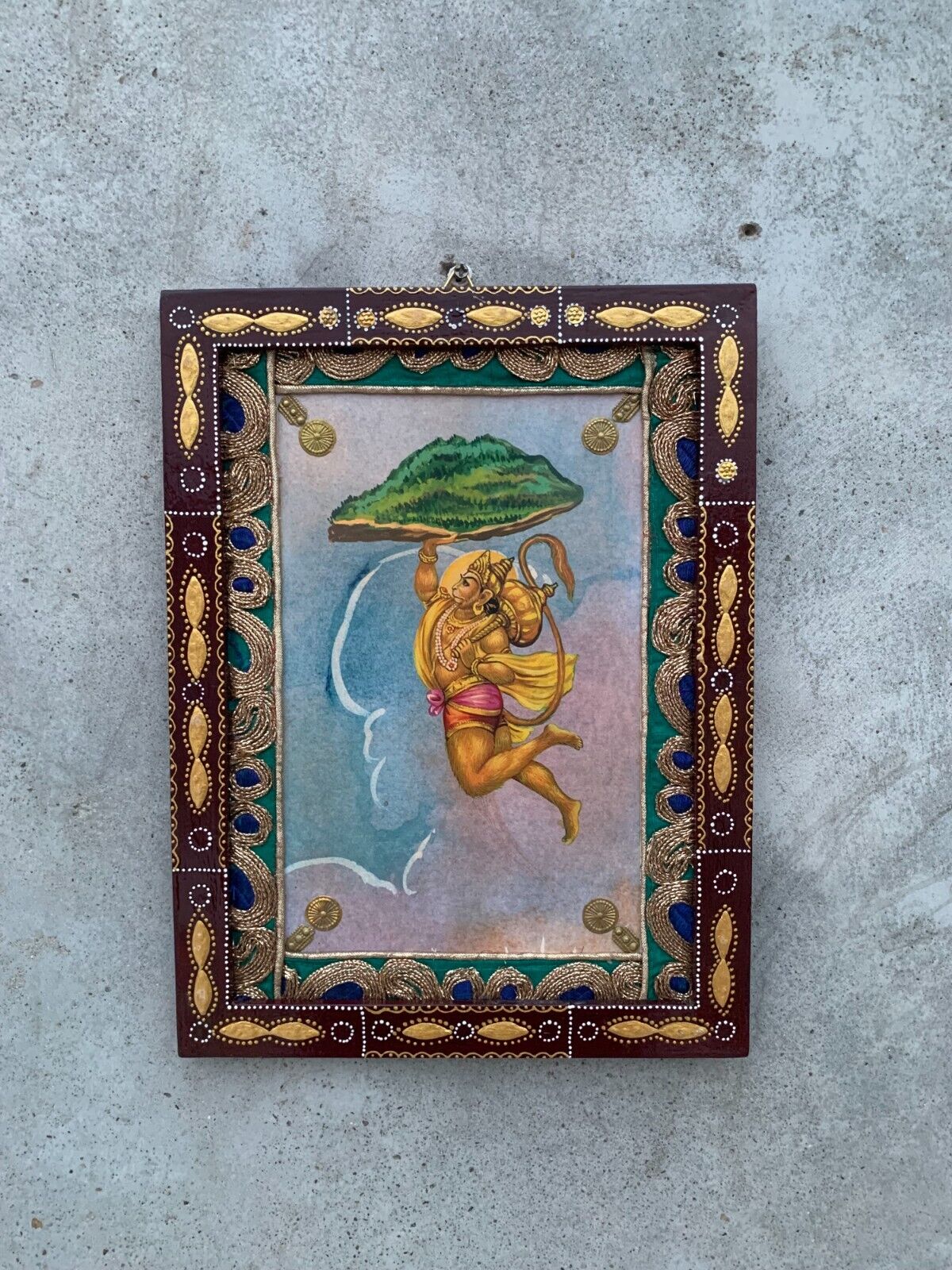 Old Hanuman Photo Frame, Ram Bhakt Bajrangbali Photo Vintage Picture - 8.5x 11.5