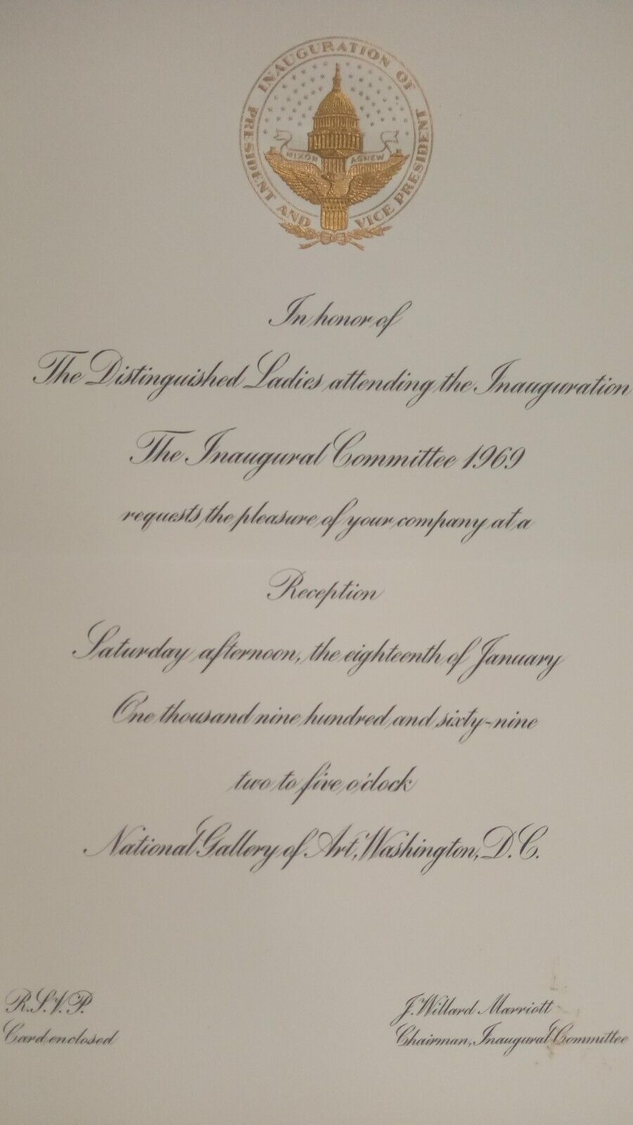 Richard M. Nixon Inauguration Invitation The Distinguished Ladies 1969 E.R.A. 