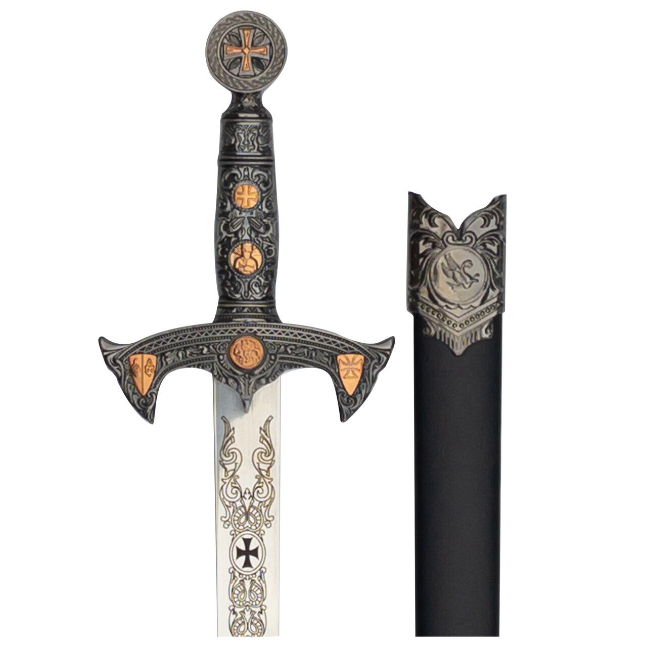 Medieval Knights Templar Sword With Scabbard Stainless Steel  Functional Sword