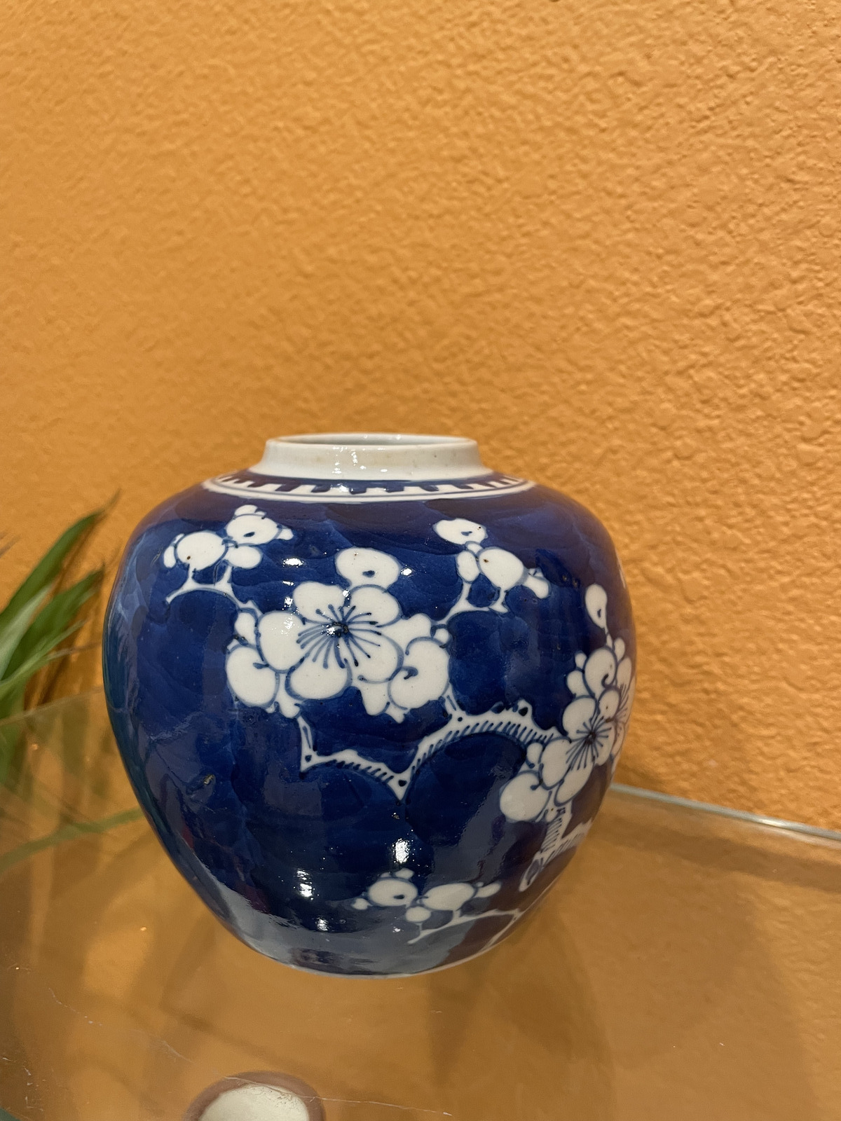 Antique Vintage Chinese Blue White Porcelain Cherry Blossom  Ginger Jar Vase