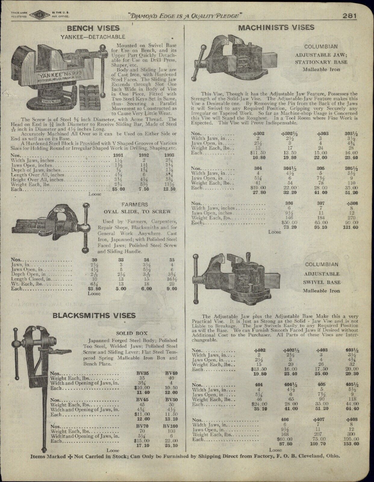 1923 PAPER AD 4PG Blacksmith Vise Machinists Columbian Yost Parker Chipping Pipe