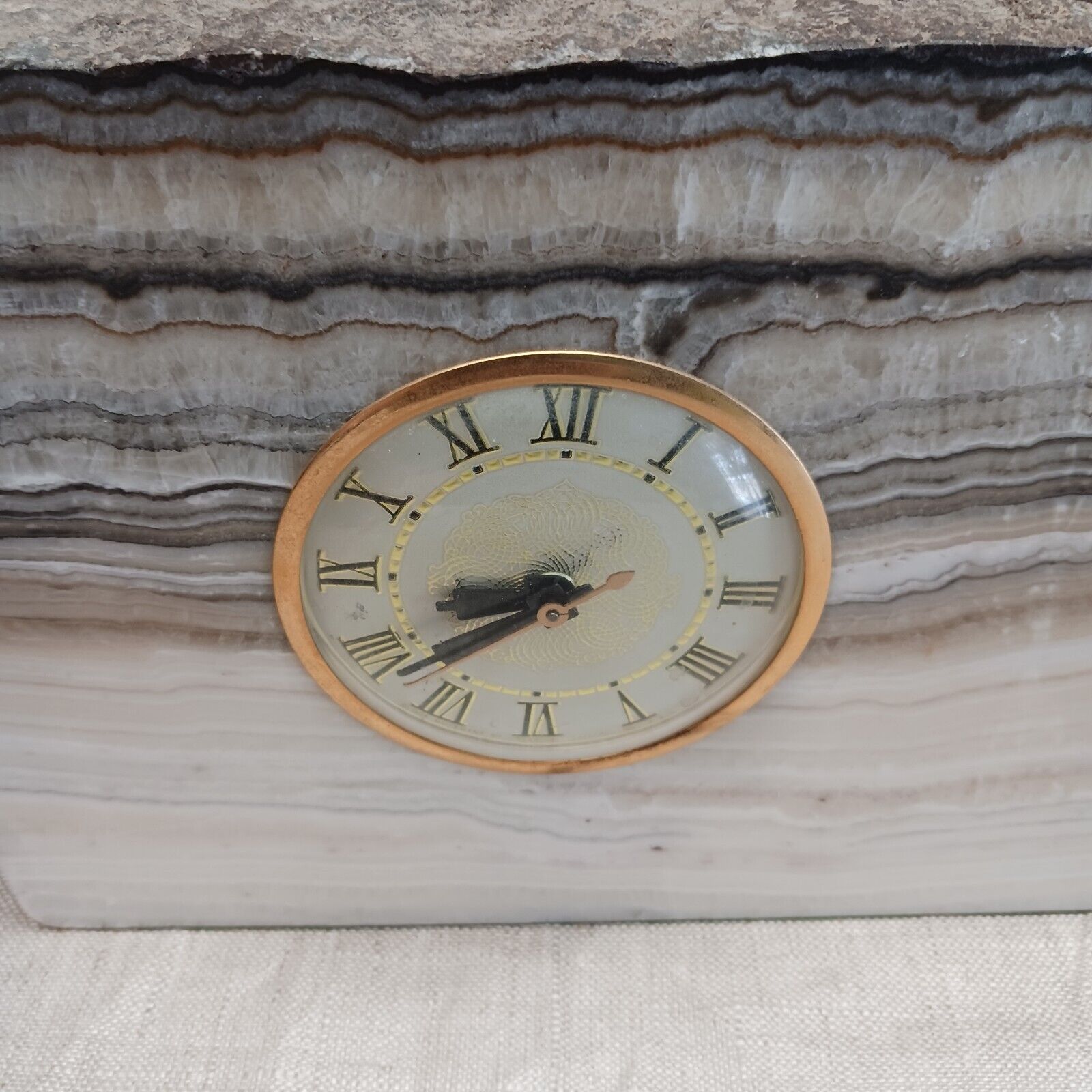 Vintage Agate Lanshire Mantel Clock Tested And Working