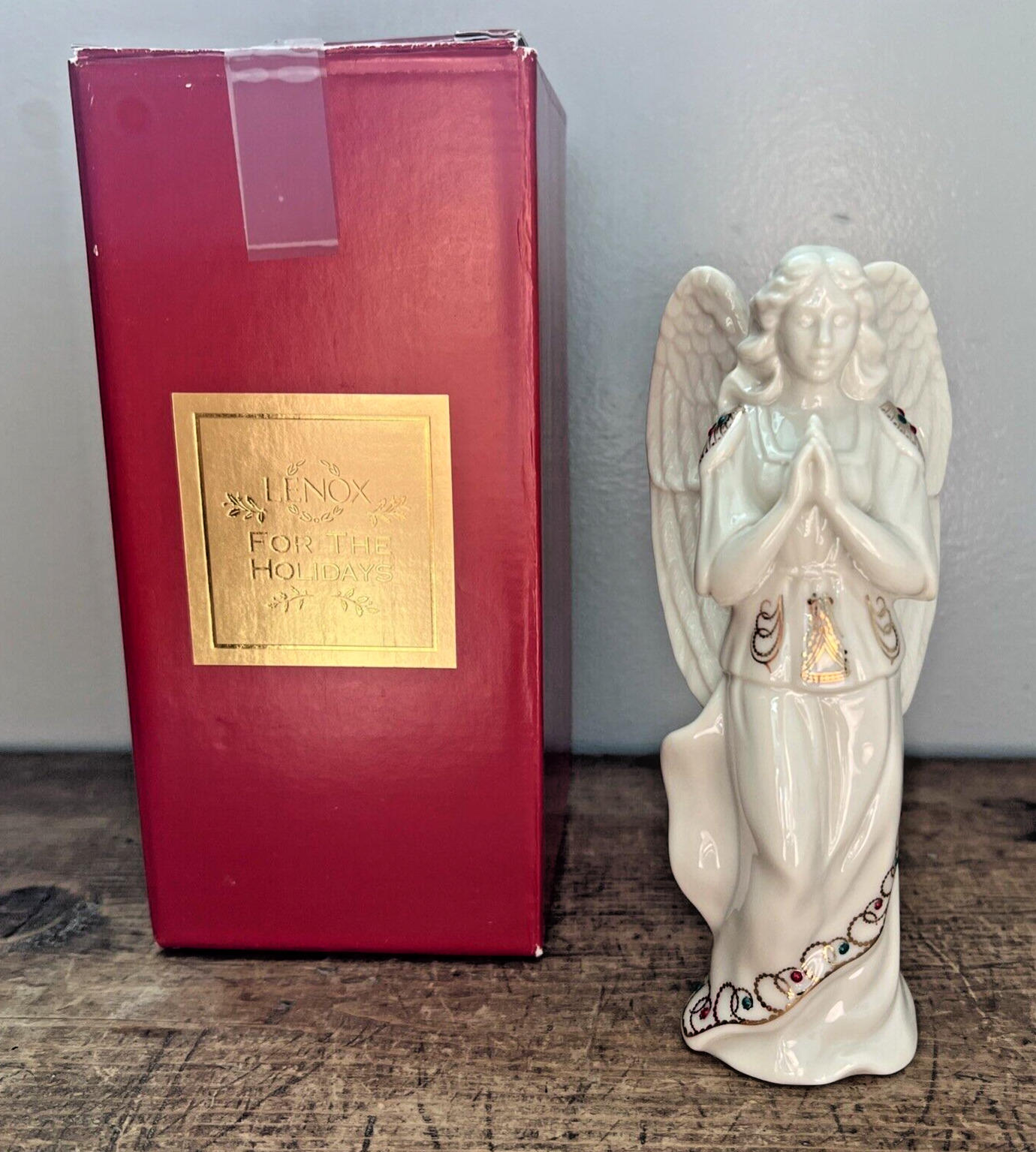 Lenox USA China Jewels Nativity Collection Praying Angel In Box