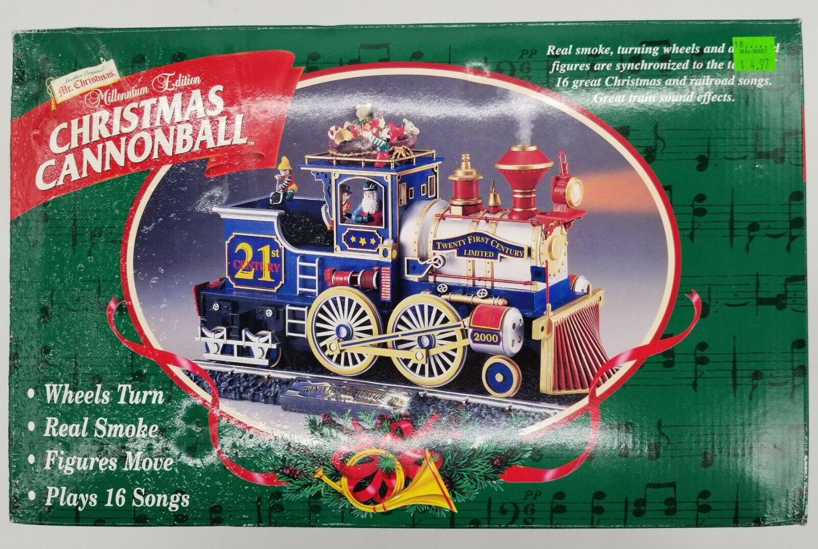 1998 Mr. Christmas Cannonball Train Engine Music, Motion, Real Smoke, 16 Songs