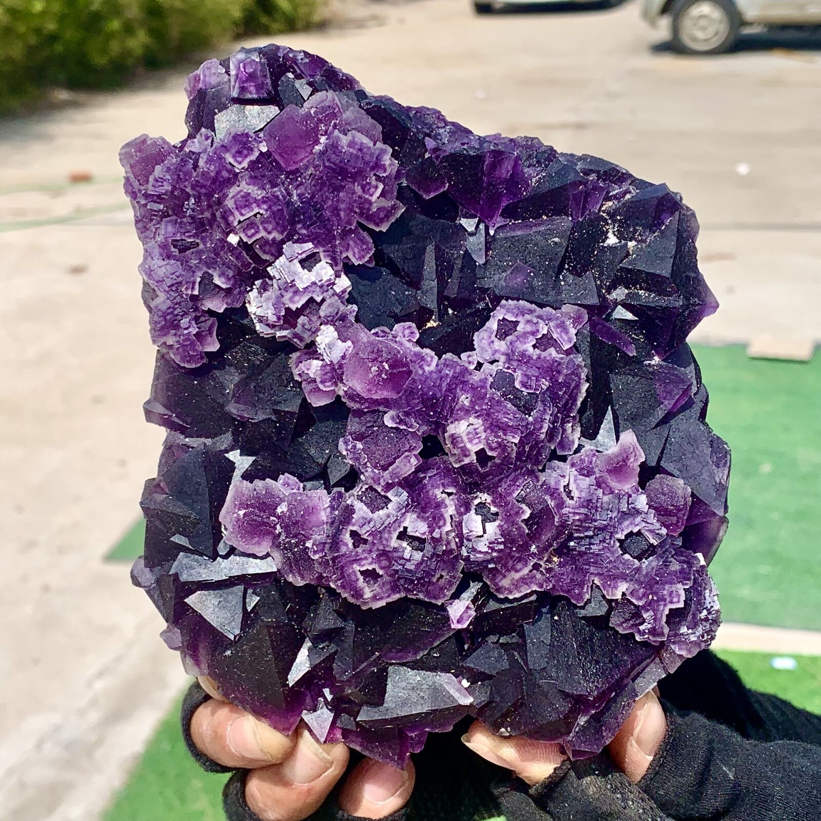 2.32LB Rare transparent purple cubic fluorite mineral crystal sample / China