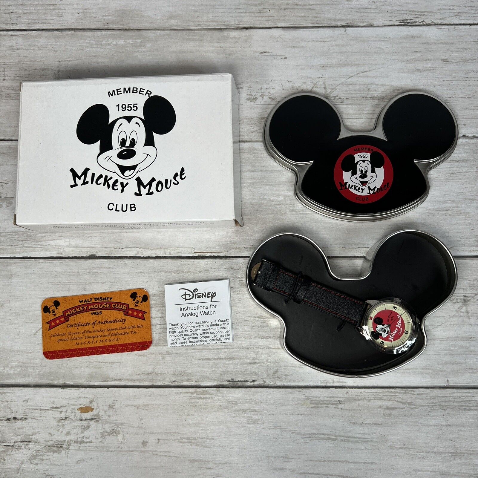 2005 Disney Watch Mickey Mouse Club Member 1955 Anv W/ Tin & Box Needs Battery